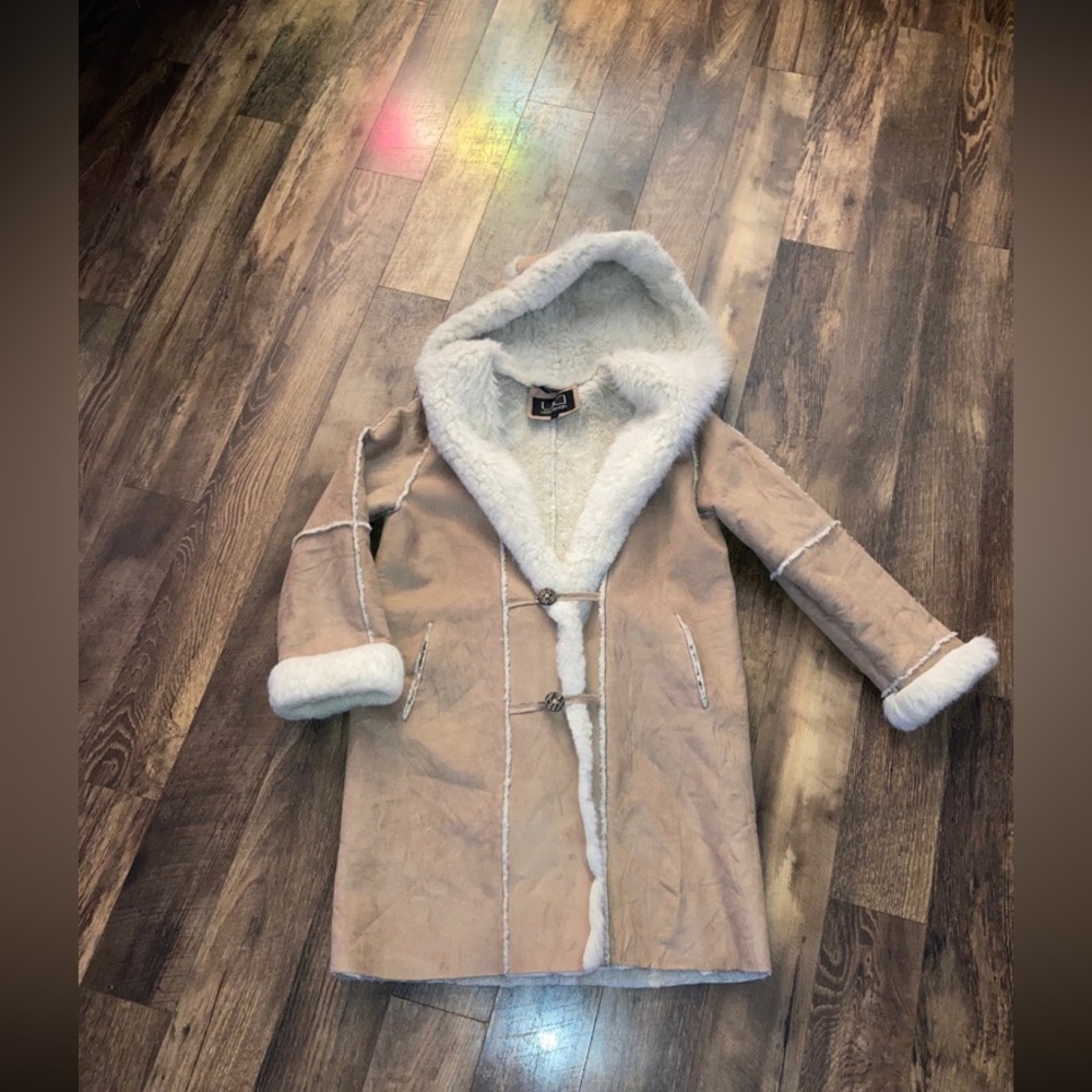 Vintage y2k faux fur/suede long jacket by utex MEDIUM